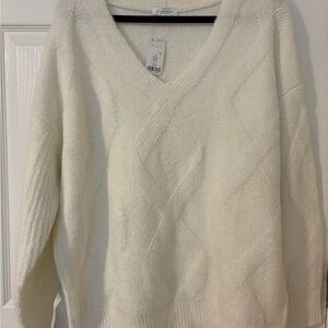 Topshop Cream V-Neck Sweater